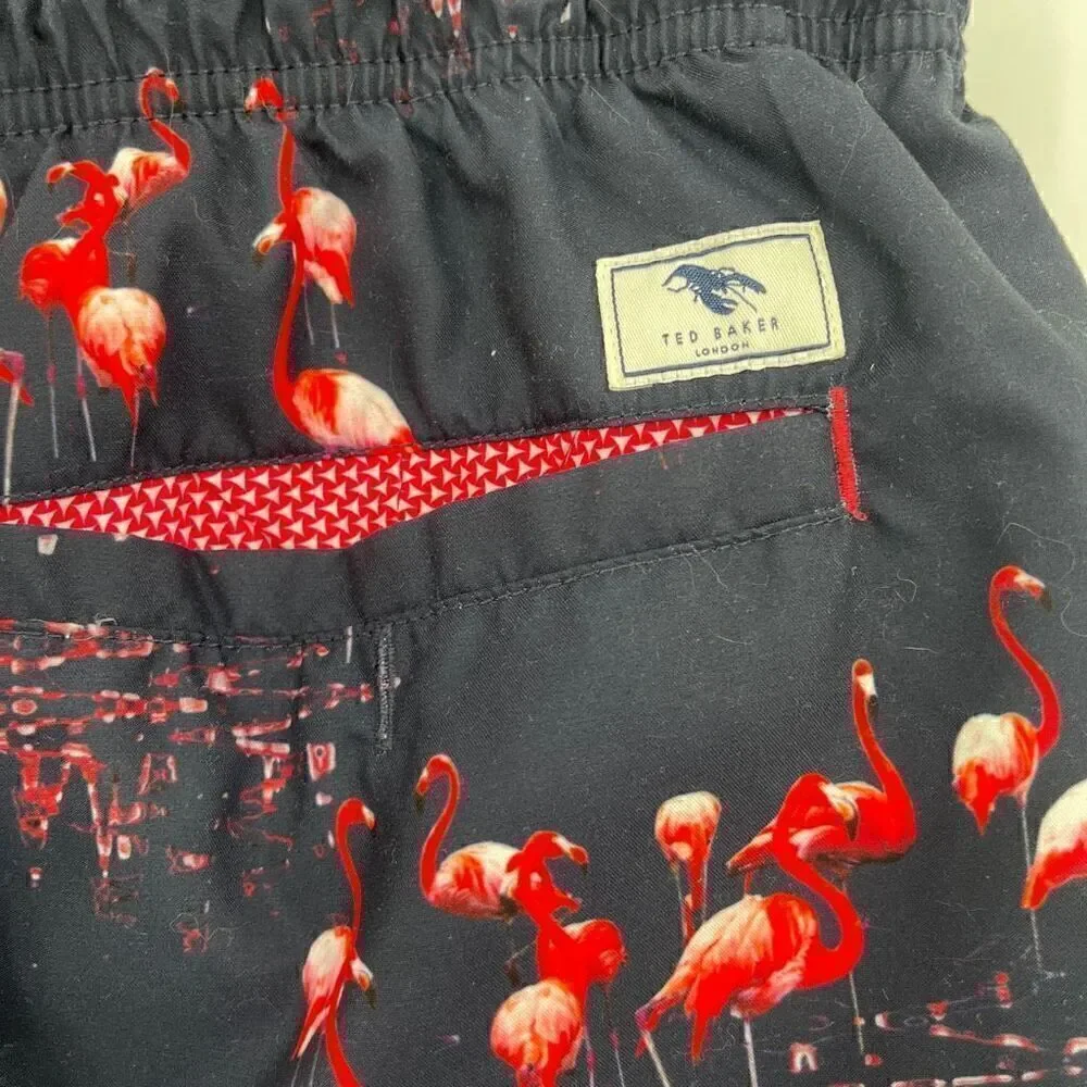 Ted Baker London Multicolor Flamingos Slim Fit Quick Dry Swim Trunks Size 6